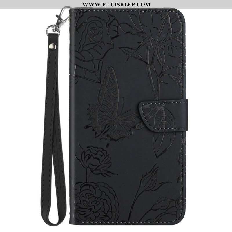 Etui Folio do iPhone 14 Pro Max Motyle I Pasek Na Ramię